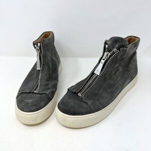 Frye Lena Zip High Top Suede Sneakers Gray 7.5